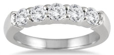 .75CT DIAMOND 14K WHITE GOLD ROUND 5 STONE SHARED PRONG WEDDING ANNIVERSARY RING