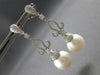 ESTATE LARGE 1.04CT DIAMOND & AAA SOUTH SEA PEARL 18KT WHITE GOLD 3D HANGING EARRINGS