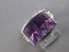 6.31CT DIAMOND & AAA AMETHYST 14KT WHITE GOLD RECTANGULAR HALO FILIGREE FUN RING