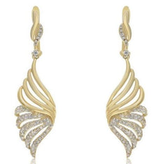 ESTATE .29CT DIAMOND 14KT YELLOW GOLD 3D MULTI LEAF TEAR DROP HANGING EARRINGS