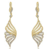 ESTATE .29CT DIAMOND 14KT YELLOW GOLD 3D MULTI LEAF TEAR DROP HANGING EARRINGS