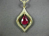 ESTATE .34CT DIAMOND & AAA RUBY 14K YELLOW GOLD CLASSIC TEAR DROP LEAF PENDANT|C5993R-1