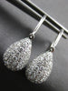 LARGE 1.18CT DIAMOND 18KT WHITE GOLD 3D ROUND CLUSTER TEAR DROP HANGING EARRINGS