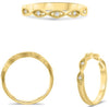 ESTATE .05CT DIAMOND 14KT YELLOW GOLD ROUND MULTI LEAF FILIGREE ANNIVERSARY RING