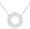 ESTATE .52CT DIAMOND 14K WHITE GOLD 3D DOUBLE 2 ROW CIRCLE OF LIFE FUN NECKLACE