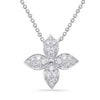 .26CT DIAMOND 14KT WHITE GOLD 3D CLASSIC 4 LEAF CLOVER PAVE FLOWER LOVE PENDANT