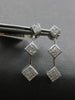 1.0CT DIAMOND 14KT WHITE GOLD PRINCESS INVISIBLE SQUARE JOURNEY HANGING EARRINGS