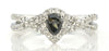 .74CT WHITE & BLACK DIAMOND 18KT WHITE GOLD PEAR SHAPE & ROUND ENGAGEMENT RING