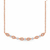 .32CT DIAMOND 14KT ROSE GOLD 3D ROUND & PEAR SHAPE FILIGREE BAR LOVE NECKLACE
