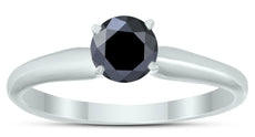 .33CT BLACK DIAMOND 14KT WHITE GOLD 3D ROUND SOLITAIRE 4 PRONG ENGAGEMENT RING