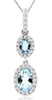 .72CT DIAMOND & AAA AQUAMARINE 14KT WHITE GOLD 3D DOUBLE FLOWER FLOATING PENDANT