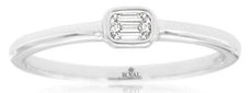 ESTATE .12CT DIAMOND 14KT WHITE GOLD EMERALD CUT SOLITAIRE FRIENDSHIP LOVE RING