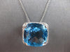 LARGE 10.65CT DIAMOND & AAA BLUE TOPAZ 14K WHITE GOLD 3D CUSHION & ROUND PENDANT