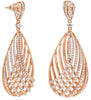 LARGE 2.45CT DIAMOND 14KT ROSE GOLD 3D MULTI ROW CRISS CROSS TEAR DROP EARRINGS