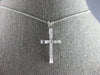 .35CT DIAMOND 14KT WHITE GOLD 3D ROUND & BAGUETTE CLASSIC CROSS PENDANT #27675
