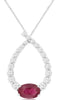 .89CT DIAMOND & AAA RUBY 14KT WHITE GOLD 3D OVAL & ROUND GRADUATING LOVE PENDANT
