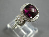 ESTATE LARGE 5.38CT DIAMOND & AAA RHODOLITE 14KT WHITE GOLD HALO ENGAGEMENT RING
