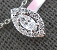 .22CT DIAMOND 14KT WHITE GOLD ROUND & MARQUISE HALO SOLITAIRE FLOATING PENDANT