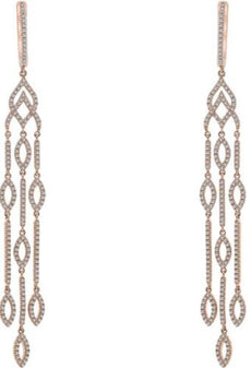 1.0CT DIAMOND 14KT ROSE GOLD 3D LEAF BY THE YARD CHANDELIER FUN HANGING EARRINGS