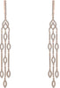1.0CT DIAMOND 14KT ROSE GOLD 3D LEAF BY THE YARD CHANDELIER FUN HANGING EARRINGS