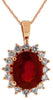 4.3CT DIAMOND & AAA RUBY 14KT ROSE GOLD 3D OVAL & ROUND CLASSIC FLOATING PENDANT
