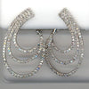.67CT DIAMOND 14KT WHITE GOLD 3D MULTI ROW HORSESHOE TEAR DROP HANGING EARRINGS