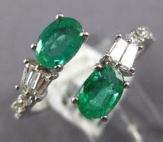 1.19CT DIAMOND & AAA EMERALD 14KT WHITE GOLD 3D OVAL ROUND & BAGUETTE SNAKE RING