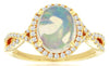 ESTATE 2.0CT DIAMOND & AAA OPAL 14KT YELLOW GOLD 3D OVAL HALO INFINITY LOVE RING