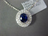 ESTATE 1.15CT DIAMOND & AAA SAPPHIRE 18K WHITE GOLD 3D OVAL DOUBLE HALO PENDANT