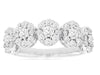 ESTATE 1.40CT DIAMOND 14K WHITE GOLD MULTI FLOWER SEMI ETERNITY ANNIVERSARY RING