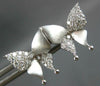 ESTATE .31CT DIAMOND 14KT WHITE GOLD MATTE & SHINY BUTTERFLY FUN STUD EARRINGS