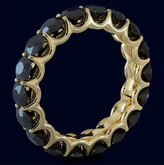 5.27CT BLACK DIAMOND 14KT YELLOW GOLD 3D SHARED PRONG WEDDING ANNIVERSARY RING