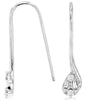 .20CT DIAMOND 14K WHITE GOLD ROUND & BAGUETTE CLUSTER LEVERBACK HANGING EARRINGS