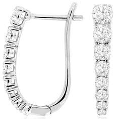 1.33CT DIAMOND 14KT WHITE GOLD 3D ROUND GRADUATING JOURNEY OVAL HANGING EARRINGS