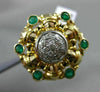ANTIQUE LARGE 1.56CT DIAMOND & EMERALD 14K 2TONE GOLD FILIGREE WOVEN RING #21277