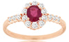 .80CT DIAMOND & AAA RUBY 14KT ROSE GOLD OVAL & ROUND FLOWER FRIENDSHIP LOVE RING