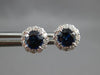 1.24CT DIAMOND & AAA SAPPHIRE 18KT WHITE GOLD 3D ROUND HALO FLOWER STUD EARRINGS