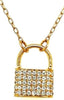 ESTATE .59CT DIAMOND 18KT YELLOW GOLD 3D CLASSIC LOCK LOVE TENNIS NECKLACE