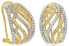 WIDE .87CT DIAMOND 14KT 2 TONE GOLD 3D MULTI ROW MULTI WAVE FUN HANGING EARRINGS