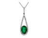 1.33CT DIAMOND & AAA EMERALD 14KT WHITE GOLD OVAL & ROUND TEAR DROP FUN PENDANT