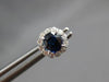 1.24CT DIAMOND & AAA SAPPHIRE 18KT WHITE GOLD 3D ROUND HALO FLOWER STUD EARRINGS