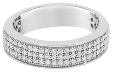 .45CT DIAMOND 14KT WHITE GOLD 3 ROW PAVE 3/4TH ETERNITY WEDDING ANNIVERSARY RING