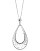 LARGE .38CT DIAMOND 18KT WHITE GOLD 3D MATTE & SHINY TEAR DROP FLOATING PENDANT