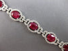 LARGE & LONG 24.55CT DIAMOND & AAA RUBY 14KT WHITE GOLD OVAL & ROUND 3D BRACELET