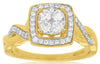 .50CT DIAMOND 14KT 2 TONE GOLD 3D ROUND CLUSTER SQUARE HALO INFINITY LOVE RING