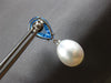 9.78CT AAA BLUE TOPAZ & PEARL 14KT WHITE GOLD 3D PEAR SHAPE FUN HANGING EARRINGS