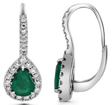 1.77CT DIAMOND & AAA SAPPHIRE 18KT WHITE GOLD PEAR SHAPE & ROUND HALO EARRINGS