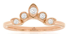 ESTATE .15CT DIAMOND 14KT ROSE GOLD 3D ROUND BEZEL ETOILE 5 STONE CROWN FUN RING