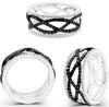 1.58CT WHITE & BLACK DIAMOND 14KT WHITE GOLD DOUBLE INFINITY 3/4 ETERNITY RING