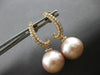 LARGE .48CT DIAMOND & AAA PINK SOUTH SEA PEARL 18KT ROSE GOLD HANGING EARRINGS